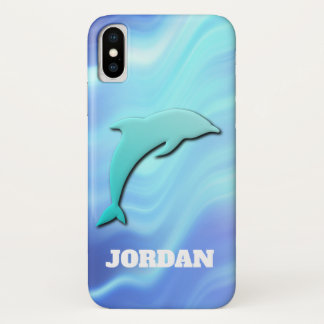 Funda Para iPhone X Delfín Azul Salto Monograma Genial