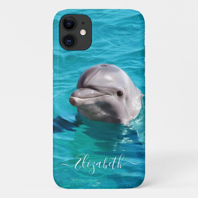 Funda De Case-Mate Para iPhone Delfín en foto de agua azul (Reverso)