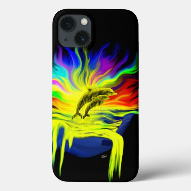 Funda De Case-Mate Para iPhone Delfines al sol con mano (Reverso)