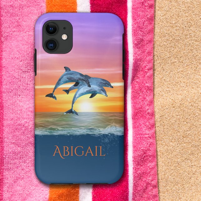 Funda De Case-Mate Para iPhone Delfines de sol vibrantes personalizados saltando  (Subido por el creador)