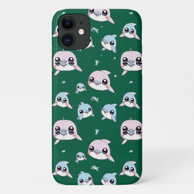 Funda De Case-Mate Para iPhone Delfines encantadores - Diseño de patrones digital (Reverso)