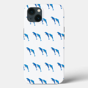 FUNDA PARA iPhone 13 DELFINES GRIS Y AZULES DE VERANO