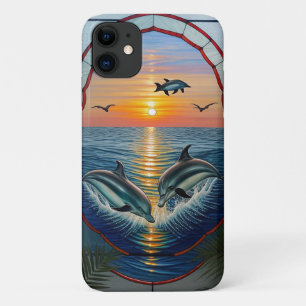 Funda Para iPhone 11 Delfines saltando al atardecer en el océano