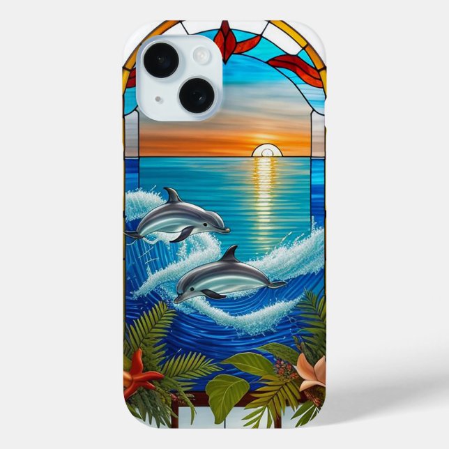 Funda De Case-Mate Para iPhone Delfines saltando al atardecer en el océano (Reverso )