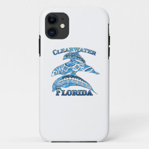 Funda Para iPhone 11 Delfines Tribales de Vacaciones de Clearwater Flor