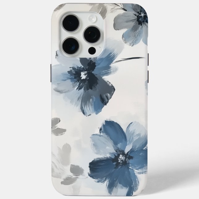 Funda De Case-Mate Para iPhone Delicate Dusty Blue Floral Art 🌸 (Reverso )