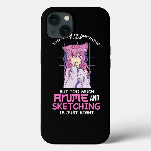 Funda De Case-Mate Para iPhone demasiado anime y bocetos Anime y Sk (Reverso )