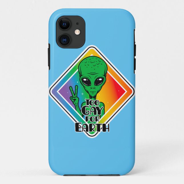 Funda De Case-Mate Para iPhone Demasiado gay para la Tierra Funny OVNI alienígena (Reverso)