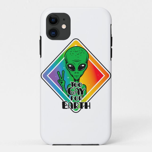 Funda De Case-Mate Para iPhone Demasiado gay para la Tierra Funny OVNI alienígena (Reverso)