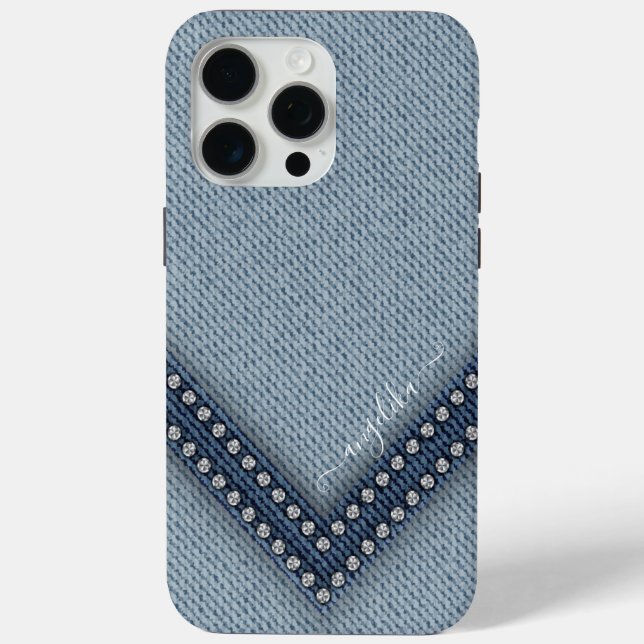 Funda De Case-Mate Para iPhone Denim claro con Diamantes de imitación (Reverso )