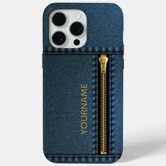 Funda De Case-Mate Para iPhone Denim de estilo con cremallera (Reverso )