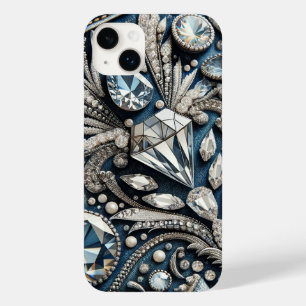 Funda Para iPhone 14 Plus De Case-Mate Denim & Diamonds Piedra Preciosa Bling Jean