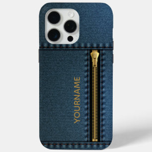 Funda Para iPhone 15 Pro Max Denim elegante con cremallera