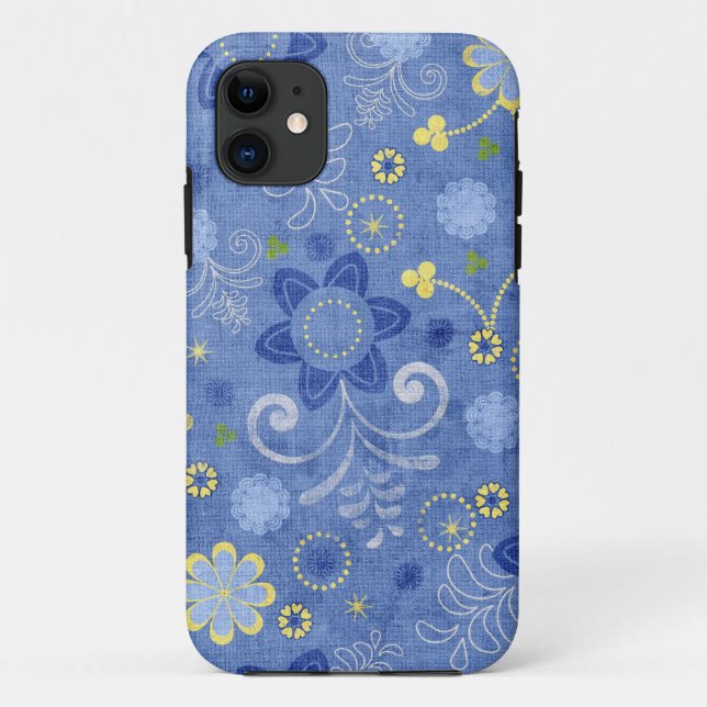 Funda De Case-Mate Para iPhone Denim floral (Reverso)