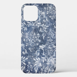 Funda Para iPhone 12 Denim Floral Faded: Fondo Texturado Grungy