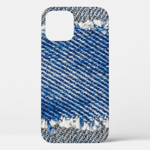 Funda Para iPhone 12 Denim marco. Tejidos de denim despojados con borde