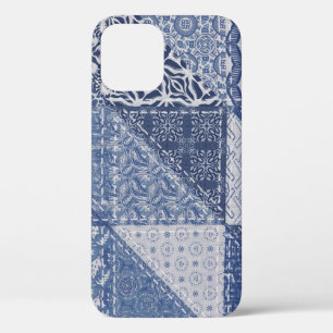 Funda Para iPhone 12 Denim Triangle Parchwork Vintage Textura.