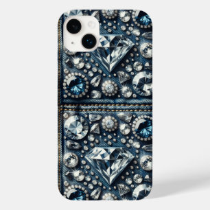 Funda Para iPhone 14 Plus De Case-Mate Denim y Diamantes Brillante Piedras Preciosas Joya