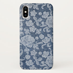Funda Para iPhone X Denim y estuche Glam Phone de Moda de encaje