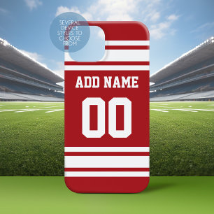 Funda Para iPhone 15 Deportes Jersey Red White Name y Number