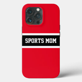Funda Para iPhone 13 Pro DEPORTES MOM Fun Brillante Red Black White Strips