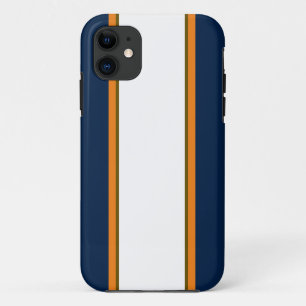 Funda Para iPhone 11 Deportivo Negrita Navy Naranja Azul Bandas de Carr