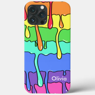 Funda Para iPhone 13 Pro Max Derrame deslizante derretimiento arco iris retro d