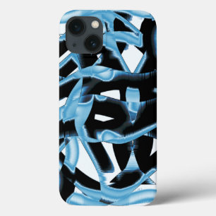 Funda Para iPhone 13 Desechos o cintas azules y negros destruidos