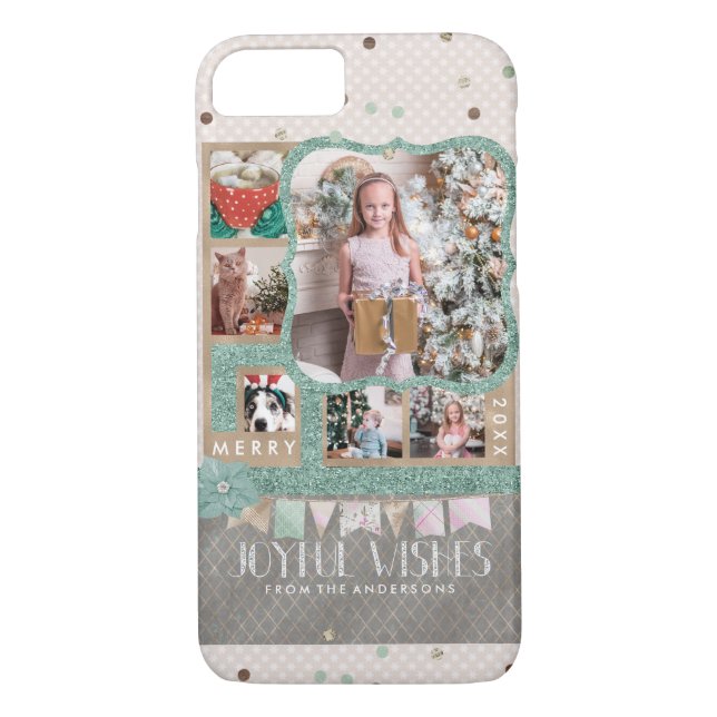 Funda De Case-Mate Para iPhone Deseos alegres Navidades 6 Collage de fotos Person (Reverso)
