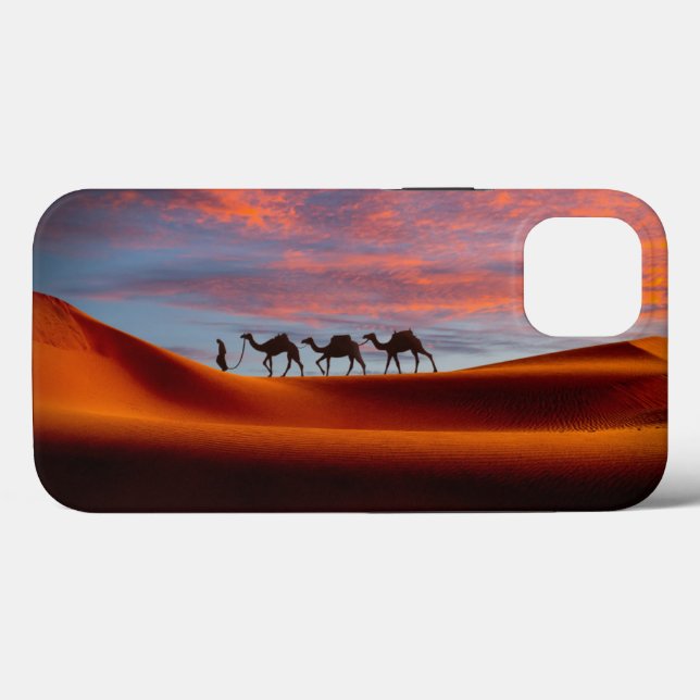 Funda De Case-Mate Para iPhone Deserts | Man & Camels in the Sand Dunes (Reverso (Horizontal))