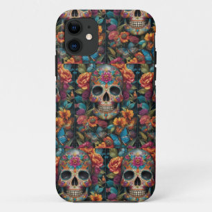 Funda Para iPhone 11 Deslumbrante arte por el cráneo del azúcar: Día de