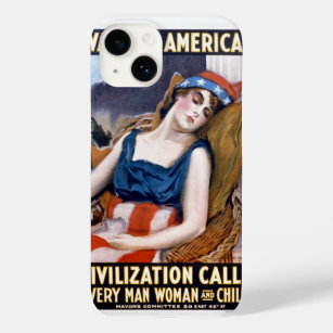 Funda Para iPhone 14 De Case-Mate ¡Despierten América! Arte patriótico vintage de la