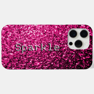 Funda Para iPhone 15 Pro Max Destellos de brillo rosa caliente Tu texto