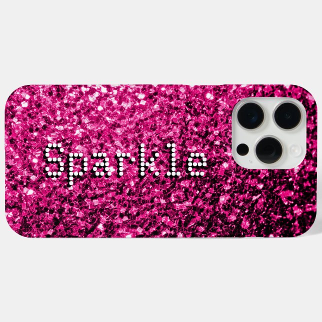 Funda De Case-Mate Para iPhone Destellos de brillo rosa caliente Tu texto (Reverso (Horizontal))