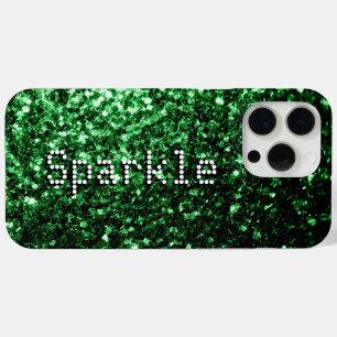 Funda Para iPhone 15 Pro Max Destellos de purpurina falsos de color verde oscur