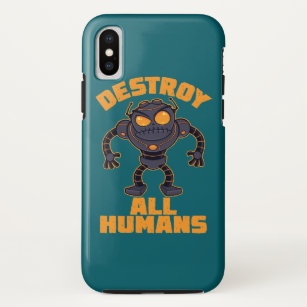 Funda Para iPhone XS Destruir el robot enojado de todos los humanos