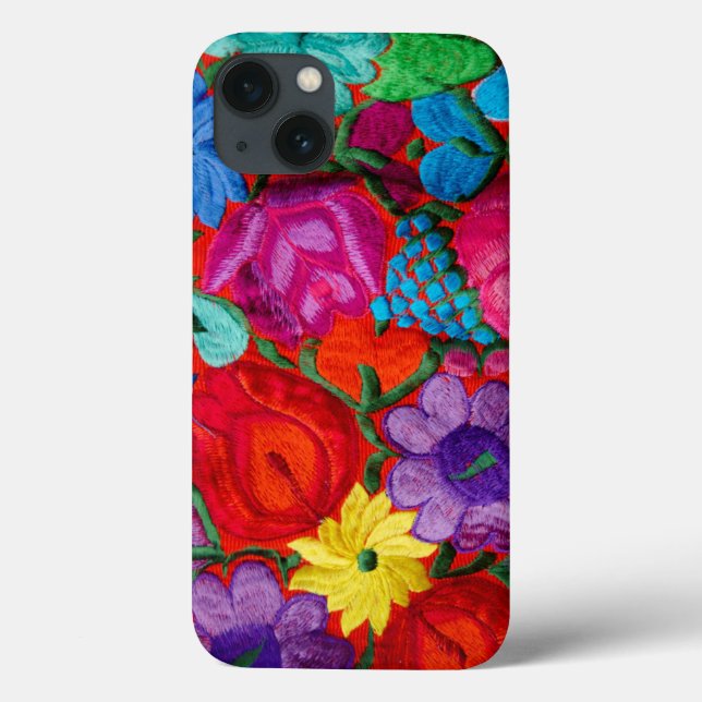 Funda De Case-Mate Para iPhone Detalle del bordado tradicional textil floral (Reverso)