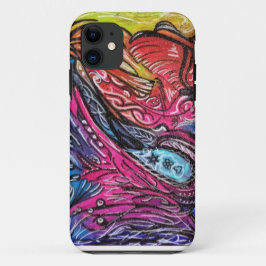 Funda Para iPhone 11 detalles blancos y negros en fondo multicolor