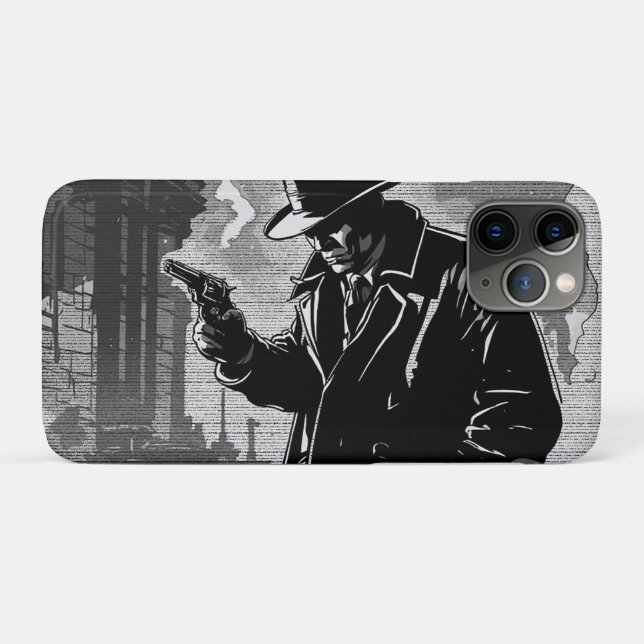Funda De Case-Mate Para iPhone Detective urbano retro estilo cómic gráfico BW de  (Reverso (horizontal))