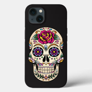 Funda Para iPhone 13 Día de la Calavera Azúcar Muerta con Rosa
