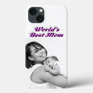 Funda Para iPhone 13 Día de las Madres Mejor Mamá foto texto morado