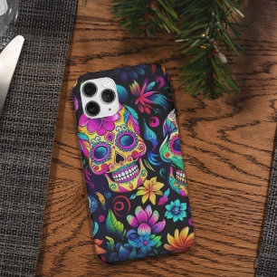 Funda Para iPhone 13 Pro Max Día de los Cránulos de Azúcar de Neón Muerto