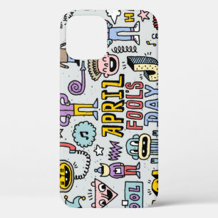 Funda Para iPhone 12 Día de los Inocentes: Colorido Conjunto de Doodle.