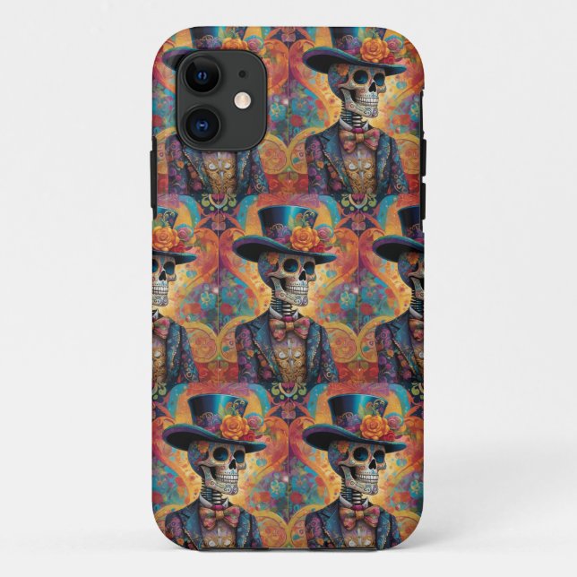 Funda De Case-Mate Para iPhone Dia de los Muertos Dapper Skeleton (Reverso)