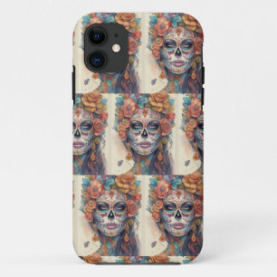 Funda Para iPhone 11 Día de los Muertos Elegancia: Maquillaje de cráneo
