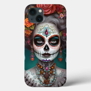 Funda Para iPhone 13 Día De Los Muertos En El Chica De La Calavera Del