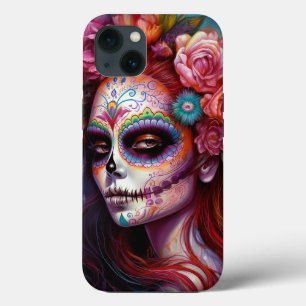 Funda Para iPhone 13 Día De Los Muertos En El Chica De La Calavera Del