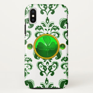 FUNDA PARA iPhone XS DÍA DE SAN PATRICIOS TREBOL CON DAMASCO VERDE