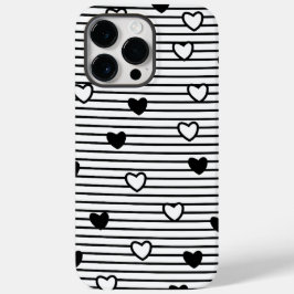 Funda Para iPhone 14 Pro Max De Case-Mate Día de San Valentín Corazones Black White Stripes 