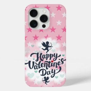 Funda Para iPhone 15 Pro Día de San Valentín cupido y estrellas